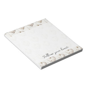 Chic Creme Graue Herzen Ornamente Notizblock