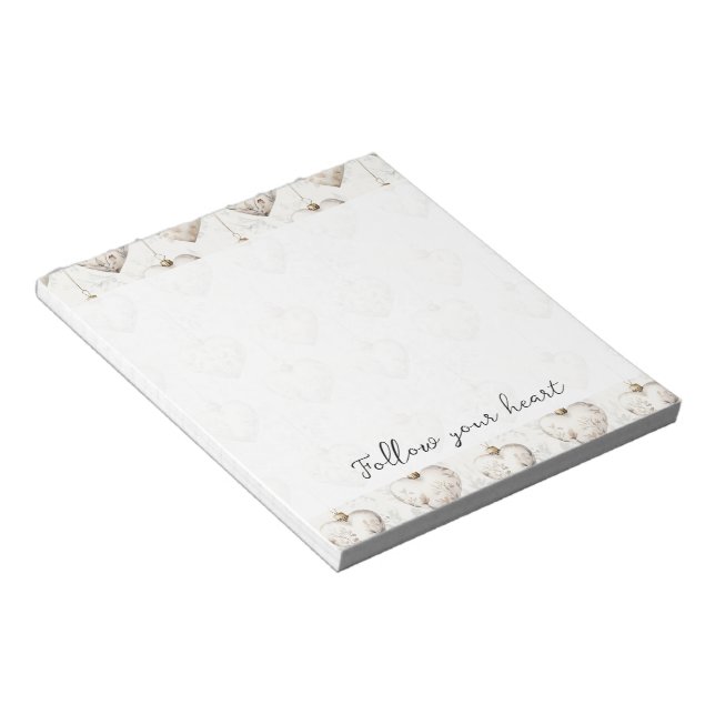 Chic Creme Graue Herzen Ornamente   Notizblock (angewinkelt)