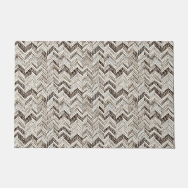 Chic Creme Zickzack Fußmatte (Vorderseite)