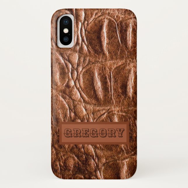 Chic Crocodile Skin Monogramm Case-Mate iPhone Hülle (Rückseite)