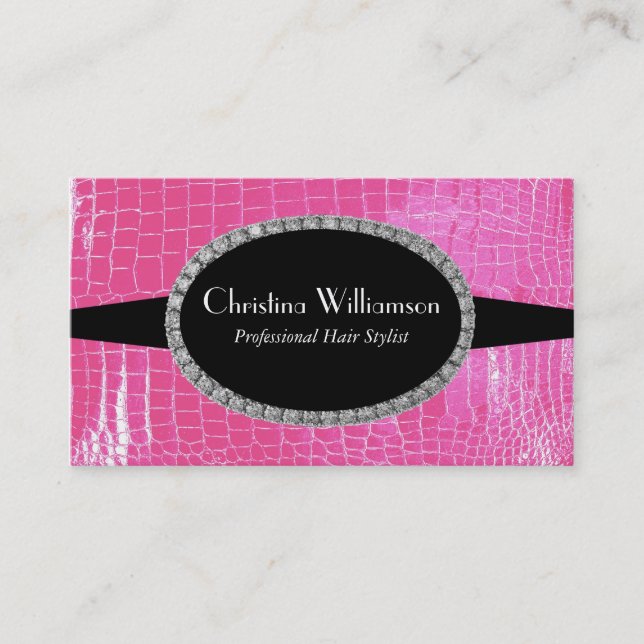 Chic Crocodile skin Rhinestones Visitenkarte (Vorderseite)