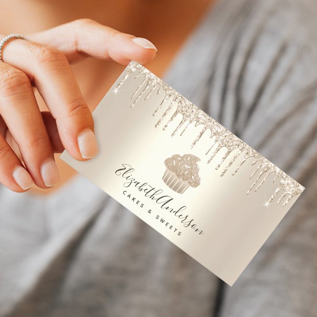 Chic Cupcake Bäckerei Konditorei Koch Gold Glitzer Visitenkarte (Von Creator hochgeladen)