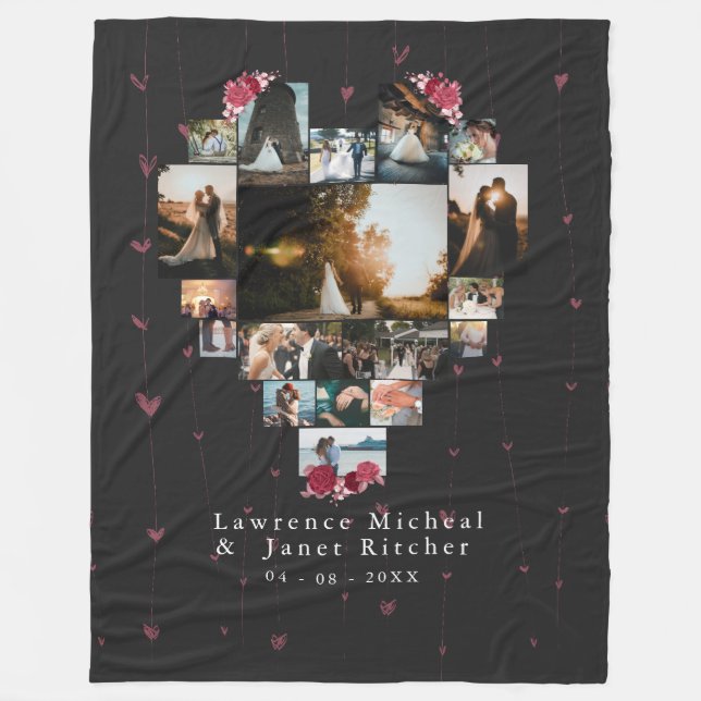 Chic Custom 18 Foto Herz geformt für sie Fleecedecke (Vorderseite)