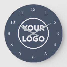 Chic Custom Business Logo auf Navy Blue Große Wanduhr