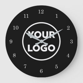 Chic Custom Business Logo auf schwarzem Hintergrun Große Wanduhr