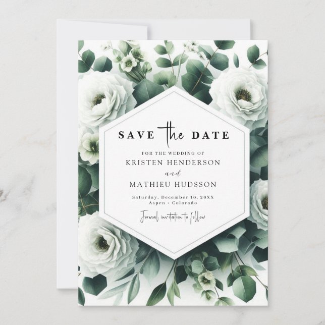 Chic Custom Eucalyptus Digital Wedding Save The Date (Vorderseite)