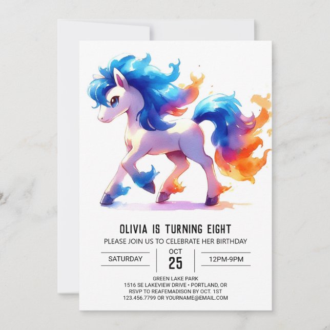 Chic Custom Horse Birthday Einladung (Vorderseite)