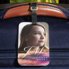 Chic Custom Lila Blush Pink Foto Mit Monogramm Gepäckanhänger