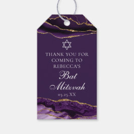 Chic Custom Lila Gold Bat Mitzvah Party Geschenkanhänger