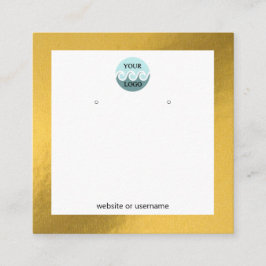 Chic Custom Logo Goldrahmen Ohrring-Display-Karte Quadratische Visitenkarte