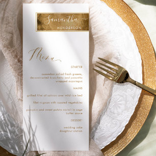 Chic Custom mit Gast Name White und Gold Menükarte