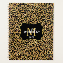 Chic Custom Monogram Gold Leopard Print Name