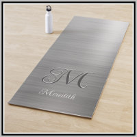 Chic Custom Monogram Grey Brushed Metallic Script 