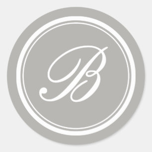 Chic Custom Monogram Hochzeitsticker & Siegel Runder Aufkleber