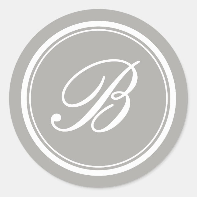 Chic Custom Monogram Hochzeitsticker & Siegel Runder Aufkleber (Vorderseite)