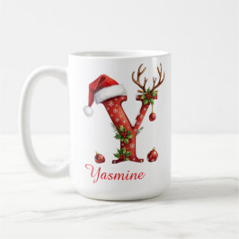 Chic custom Monogram initial Y merry Christmas Kaffeetasse
