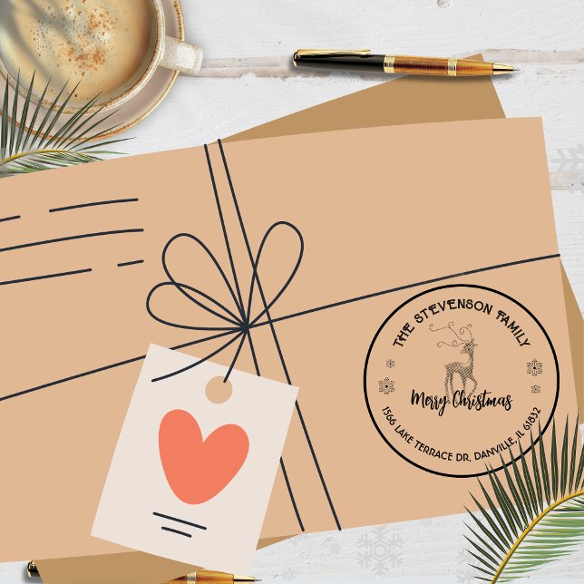 Chic Custom Reindeer Holiday Gruß Briefmarke Gummistempel (Chic Custom Reindeer Holiday Greeting Stamp )