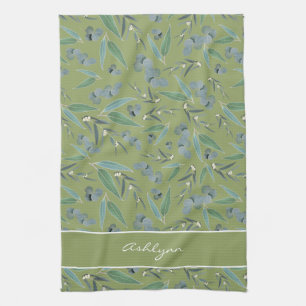 Chic Custom Sage Green Eucalyptus Pattern Geschirrtuch