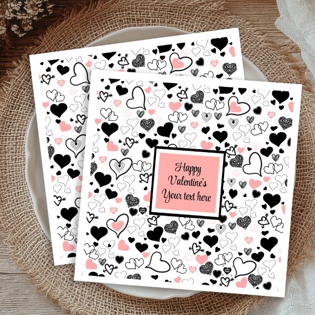 Chic Custom Valentine’s Day Heart Sketch Tableware Serviette (Custom Valentine’s Day Heart Sketch Tableware Napkins)