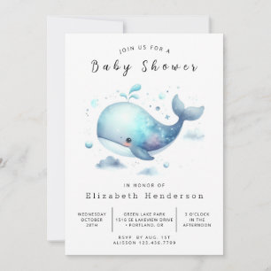 Chic Custom Whale Baby Dusche Einladung