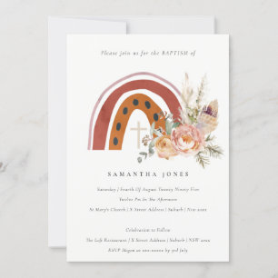 Chic Cute Rust Boho Floral Arc-en-ciel Invitation