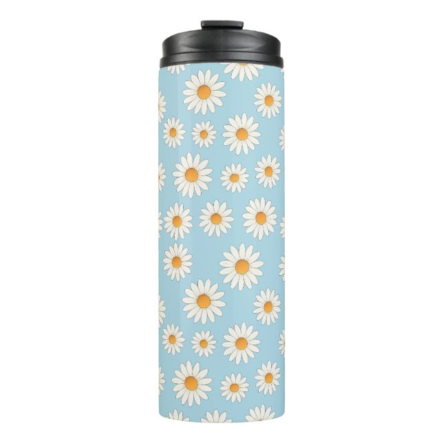 Chic Daisy Blume Pattern - Niedliches Blumendesign Thermosbecher (Vorderseite)
