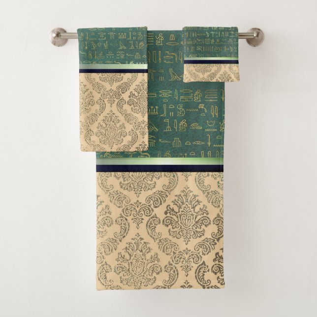 Chic Damask ägyptische Hieroglyphen Badhandtuch Set (Insitu)