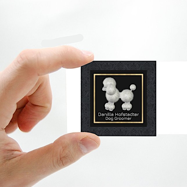 Chic Damask Dog Groomer Quadratische Visitenkarte (Von Creator hochgeladen)