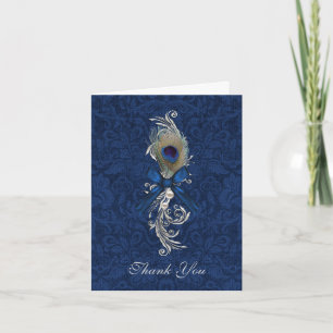Chic Damask et Peacock Mariage Merci