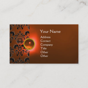 CHIC DAMASK GEM MONOGRAMM Orange Visitenkarte