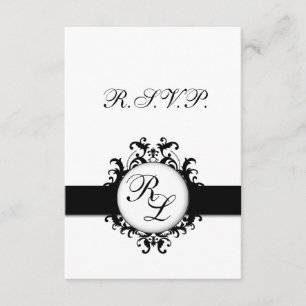 Chic Damask Monogram RSVP Card Hochzeit Karte