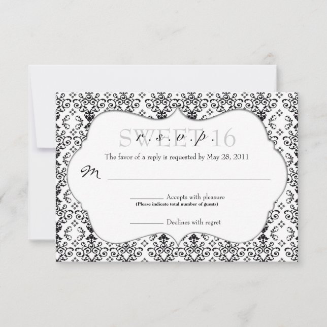 Chic Damask RSVP [noir et blanc] (Devant)
