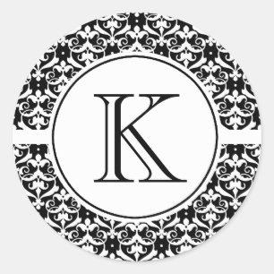 Chic Damask Runder Aufkleber