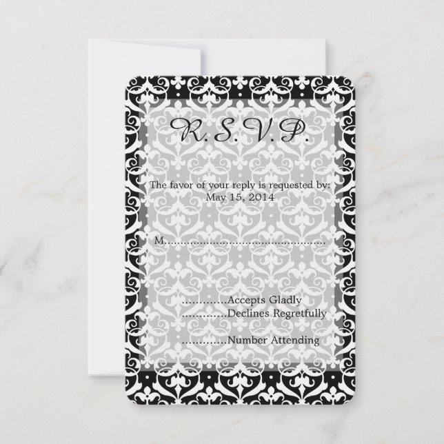 Chic Damask Wedding UAWG RSVP Karte (Vorderseite)