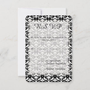 Chic Damask Wedding UAWG RSVP Karte