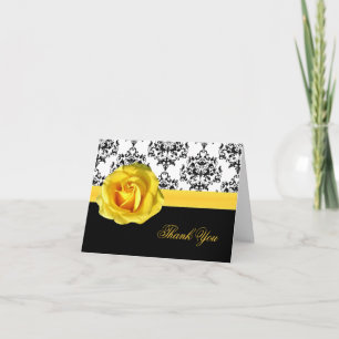 Chic Damask & Yellow Rose Dankeschön Karte