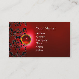 CHIC DAMAST-EDELSTEIN MONOGRAMM rot Visitenkarte