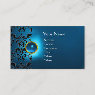 CHIC DAMAST JUVEL MONOGRAMM blau Visitenkarte