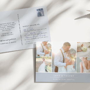 Chic Dankbarkeit   Hochzeitsfotocollage Vielen Dan Postkarte