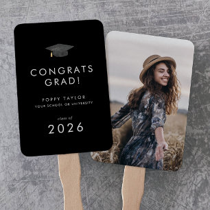 Chic Dark Black Glückwunschs Grad Cap Foto Abschlu Fächer