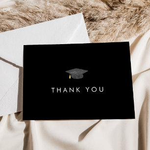 Chic Dark Black Grad Casquette Carte de remercieme