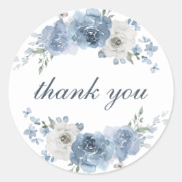 Chic Dark Blue Ivory Floral Wedding Vielen Dank Runder Aufkleber