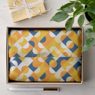 Chic Dark Blue Sunny Yellow Circles Art Pattern Seidenpapier