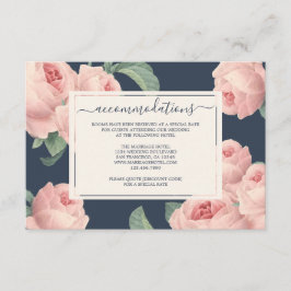 Chic Dark Blue Vintag Pink Rose Blumenhochzeit Begleitkarte