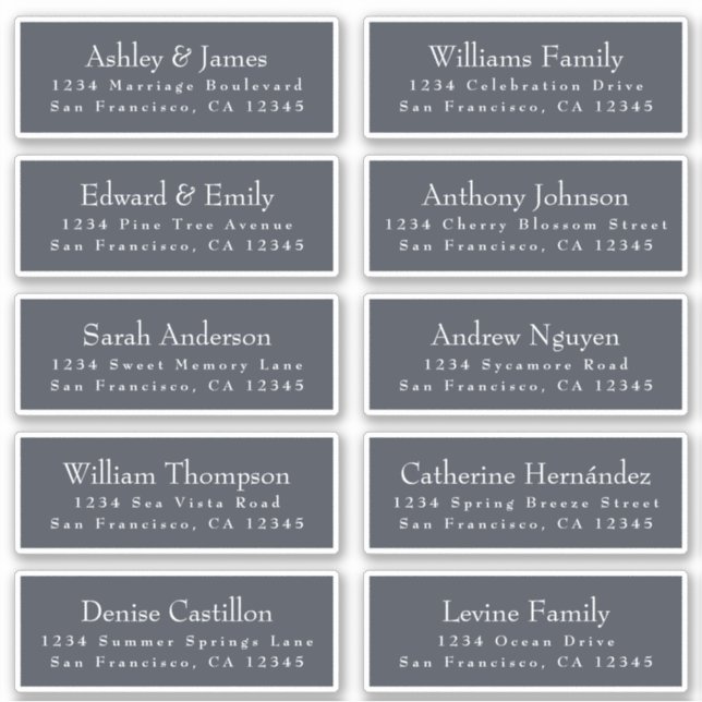 Chic Dark Blue Wedding Guest Address Labels (Vorderseite)