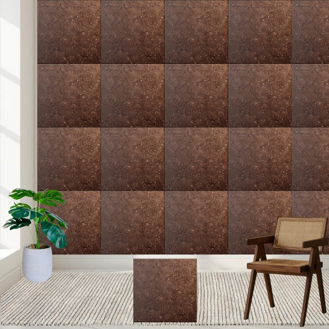 Chic Dark Chocolate Brown Shimmering Glitzer Fliese (Chic Dark Chocolate Brown Shimmering Glitter Ceramic Tile)