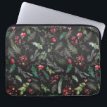 Chic Dark Gray Christmas Botanical Foliage Muster Laptopschutzhülle<br><div class="desc">Dieses Muster zeichnet sich durch gekochte Aquarellblumen,  Beeren und Wintergrün aus.</div>