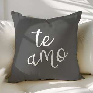 Chic Dark Gray und White Spanisch I Liebe You Te A Kissen
