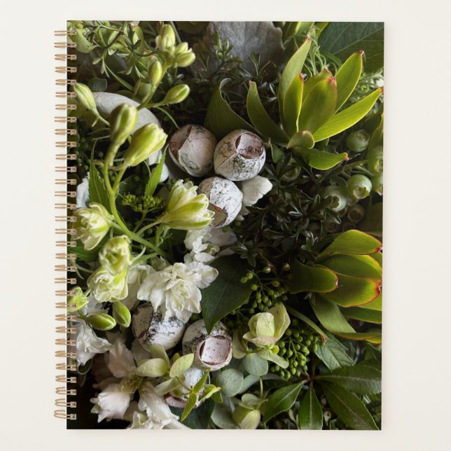 Chic Dark Green Botanical Leaves Planer (Vorderseite)