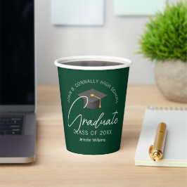 Chic Dark Green Personalisiert Graduation Party Pappbecher